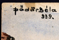 Pődör Béla 939 jelzéssel: Utcarészlet szekérrel. Akvarell, papír, 28,5x42,5 cm