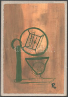 Rácz András (1926-2013): Kompozíció. Akvarell, papír, jelzett. 35x24 cm