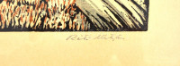 Réti Mátyás (1922-2002): Eger. Színes linómetszet, papír, jelzett, üvegezett fa keretben, lap széle foltos, metszet ép, 25×34,5 cm