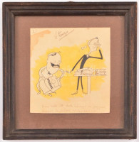 Say Kornél (?-?): Nikotex reklám karikatúrák (3 db).  Tus-akvarell, papír, jelzett,  üvegezett keretben, 12×10-10-18 cm