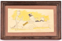 Say Kornél (?-?): Nikotex reklám karikatúrák (3 db).  Tus-akvarell, papír, jelzett,  üvegezett keretben, 12×10-10-18 cm