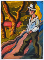 Scheiber jelzéssel: Csavargó. Vegyes technika, papír, sérült (kisebb szakadásokkal), 60,5x43 cm