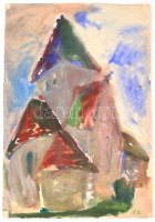 Somlai Vilma (1938-2007): Vár. Akvarell, papír, jelzett, hátoldalán a művész bélyegzőjével, 53x36 cm