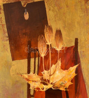 Somogyi-Soma László (1927-2004): Festők virága. Olaj, farost, jelzett, keretben, 80×60 cm