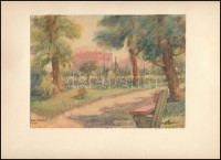 Sostarics Lajos (1896-1968): Budapest, Rómaifürdő. Akvarell, papír, jelzett, 15,5×21 cm