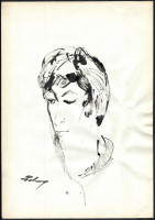 Szalay jelzéssel: Arckép. Tus, papír, 29,5x20,5 cm