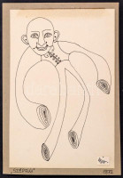 Szaniszló Júlia (1950-1989): Szépfiú. 1972. Tusrajz. 15x10cm