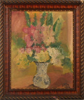 Szántó jelzéssel: Virágcsendélet. Olaj, vászon, hibás keretben, 53×42 cm