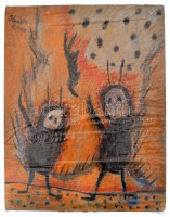 Szeift Béla (1944-2012): Űrlények. Pasztell, karton, jelzett, datált, 29,5x23 cm