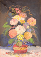 Szepessy jelzéssel: Virágcsendélet. Tempera, karton, keretben, 70×50 cm