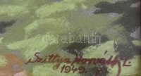 Szittya Horváth Lajos (1883-1960): Karmelita templom Győr, 1949. Pasztell, papír. jelzett, hátoldalán az alkotó tanácsadásaival pasztellfestmények gondozásáról és megőrzéséről. Üvegezett, díszes fa keretben, 25,5x35,5 cm
