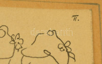 cca 1910 TT jelzéssel: Az ifjak álma. Tus, papír, üvegezett keretben, 17×11 cm