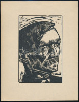 Varga Nándor Lajos (1895-1978): Portré (Önarckép?). Fametszet, papír, jelzett a dúcon, 18×11 cm