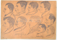 Viczmándy jelzéssel. Karikatúrák. Papír, ceruza. 29x21 cm
