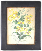 Villányi jelzéssel: Virágok. Akvarell, selyem, kartonra kasírozva, foltos üvegezett, enyhén sérült fa keretben, 45,5x35,5 cm