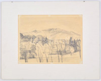 Olvashatatlan jelzéssel (W Knayl?): Gundelfingen (Baden-Württemberg, Németország). Ceruza, papír, paszpartuban, 23×30,5 cm / Signed, unreadable (W Knayl?): Gundelfingen (Baden-Württemberg, Germany).  Pencil, paper in passepartout, 23×30,5 cm