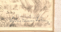 Olvashatatlan jelzéssel: Ismerkedő kutyus. Ceruza, papír, 29,5×39 cm