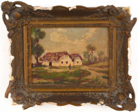 Olvashatatlan jelzéssel: Libapásztor lány. Olaj, karton, sérült keretben, 18,5×24,5 cm