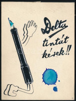 Jelzés nélkül: Delta tintát kérek. Tus, akvarell, karton, 14×10,5 cm