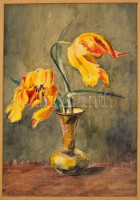 Jelzés nélkül: Virágcsendélet. Akvarell, karton, paszpartuban, 33x23 cm