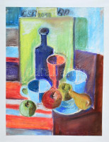 Jelzés nélkül: Csendélet. Pasztell, papír. Jelzett, 41,5x32,5 cm
