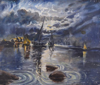 Jelzés nélkül. Vitorlások. Olaj, vászon, enyhén sérült, 18x21,5 cm