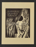 Menyhárt József (1901-1976):In memoriam Galambos Ferencné. Fametszet, papír, jelzett a dúcon, 9×8 cm