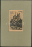 Jelzés nélkül: Limburg/dóm. Rézkarc, papír, paszpartuban, 12×8 cm