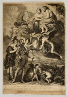 Jean Audran (1667-1756), Pieter Paul Rubens után:  Henri IV délibere sur son futur mariage. / IV. Henrik házasodni szándékozik. Kép a híres Medici sorozatból. Rézmetszet. 335x450 mm + felirat Feliratnál beszakadás. / Etching from the