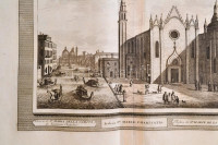 cca 1715-1750 Domenico Lovisa (1690 k.-1750 k.): Velence: Ecclesia Stae. Maria Charitatis rézmetszet, papír, a szerző Il gran teatro di Venezia c. munkájából, olasz, latin és francia nyelven feliratozva, 28×34,5 cm / cca 1715-1750 Domenico