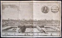 1748 Berlin, Frigyes porosz király és a palota rézmetszetű képe / Copper plate image of Friedrich Prussian king and Berlin 32x20 cm