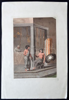 cca 1810 D.K. Bonatti: Cigarettázó ifjú. Színes litográfia, papír, 22×16 cm