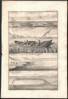 cca 1770-1780 3 db halászati témájú rézmetszet, kettő metszője (Pierre Nicolas Ransonette (1745-1810), P. L. Cor (?-?), in: Traité général des pesches et histoire des poissons qu'elles fournissent. Paris, Saillant & Nyon-Veuve Desaint