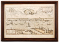 1575 Dordracum vulgo Dortt. Dordrecht holland kikötőváros látképe, színezett rézmetszet, papír, Georg Braun (1541-1622) és Frans Hogenberg (1535-1590) Civitates orbis terrarum című munkájának 1575. évi kiadásából (II. köt. 24.