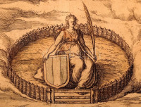 1575 Dordracum vulgo Dortt. Dordrecht holland kikötőváros látképe, színezett rézmetszet, papír, Georg Braun (1541-1622) és Frans Hogenberg (1535-1590) Civitates orbis terrarum című munkájának 1575. évi kiadásából (II. köt. 24.