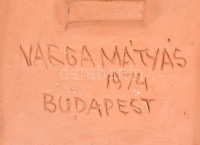 Varga Mátyás (1910-2002): István király 970-1970. Mázas kerámia plakett, jelzett, kopásnyomokkal, 30x14,5 cm