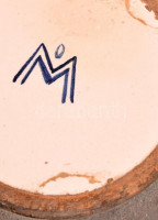 XIX. sz. első fele: MS jelzéssel  ónfedeles céh kancsó. Festett, mázas kerámia, lepattanással, / Guild jar. Ceramic with tin lid. 27 cm