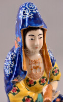 XIX. sz.: Jelzés nélkül. Keleti szent ember. Porcelánfajansz. Mázas. 27 cm / Oriental priest. Fayance 27 cm.