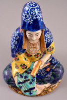 XIX. sz.: Jelzés nélkül. Keleti szent ember. Porcelánfajansz. Mázas. 27 cm / Oriental priest. Fayance 27 cm.