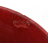 Rubinvörös nagy méretű szecessziós kaspó, puttós frízzel. Formaszámmal. Egy megragasztott sérüléssel. d: 34 cm, m: 27 cm