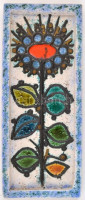 Fali plasztikus iparművész retró mázas kerámia, olvashatatlan jelzéssel, kisebb lepattanásokkal, 29x12 cm