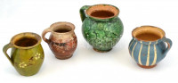 Mázas kerámia csupor, 4 db, kopásnyomokkal, csorbákkal m: 11,5 cm-től 16 cm-ig