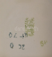 Orosz festett kerámia ágyú alakokkal, alján jelzett, talp szélén kisebb máz hibával, h. 7 cm, m: 14 cm