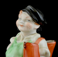 Herendi csizmás fiú, kézzel festett, jelzett, hibátlan, m: 18 cm