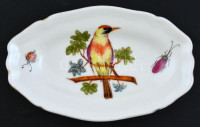 Herendi madaras porcelán tálka, jelzett, matricás, kopásnyomokkal, 6x10 cm