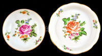 Herendi rózsamintás porcelán tálka, kézzel festett, jelzett, kis kopásnyomokkal, d: 8 és 10 cm