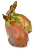 Zsolnay eozin mázas nyúl pár, jelzett, apró kopásnyomokkal és apró mázhibákkal, h: 14 cm, m: 7,5 cm