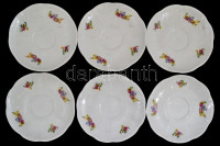 Zsolnay virágmintás porcelán készlet, 31db-os, kínáló tállal, tányérokkal, csészékkel, aljakkal, jelzett, matricás, apró kopásnyomokkal, csorbával, az egyik csésze pótolt