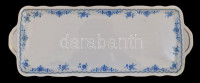Zsolnay kék virágmintás süteményes tál. Matricás, jelzett, kis kopásokkal 42x16 cm