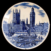 Johnson Brothers porcelán 'Big Ben' falitányér, matricás, jelzett, hibátlan, d: 25 cm